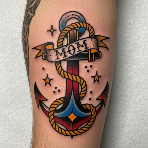 Tatuagem old school de uma âncora